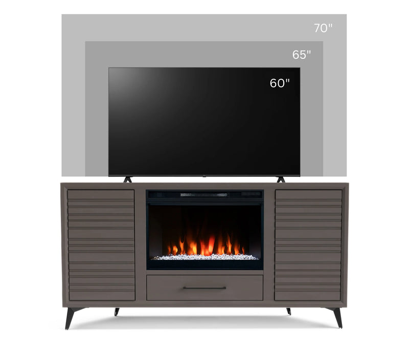 realcozy 64-inch Malibu Corner Fireplace TV Stand, Hand-Made, Multiple Color Finishes, Built-in Heater, Supports up to 75 inch TV, Real Wood, Cable Management, Customizable Flames, No Assembly Required