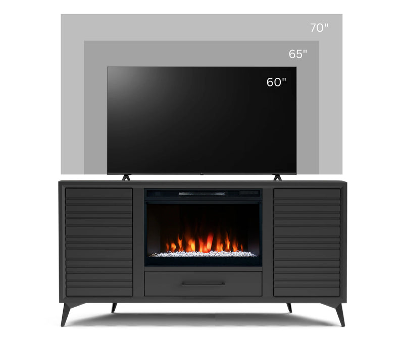 realcozy 64-inch Malibu Corner Fireplace TV Stand, Hand-Made, Multiple Color Finishes, Built-in Heater, Supports up to 75 inch TV, Real Wood, Cable Management, Customizable Flames, No Assembly Required