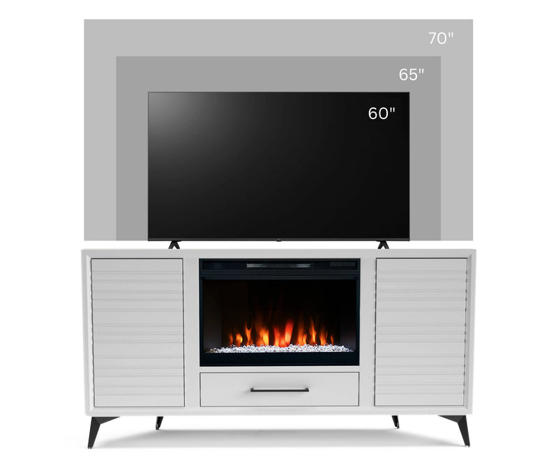 realcozy 64-inch Malibu Corner Fireplace TV Stand, Hand-Made, Multiple Color Finishes, Built-in Heater, Supports up to 75 inch TV, Real Wood, Cable Management, Customizable Flames, No Assembly Required
