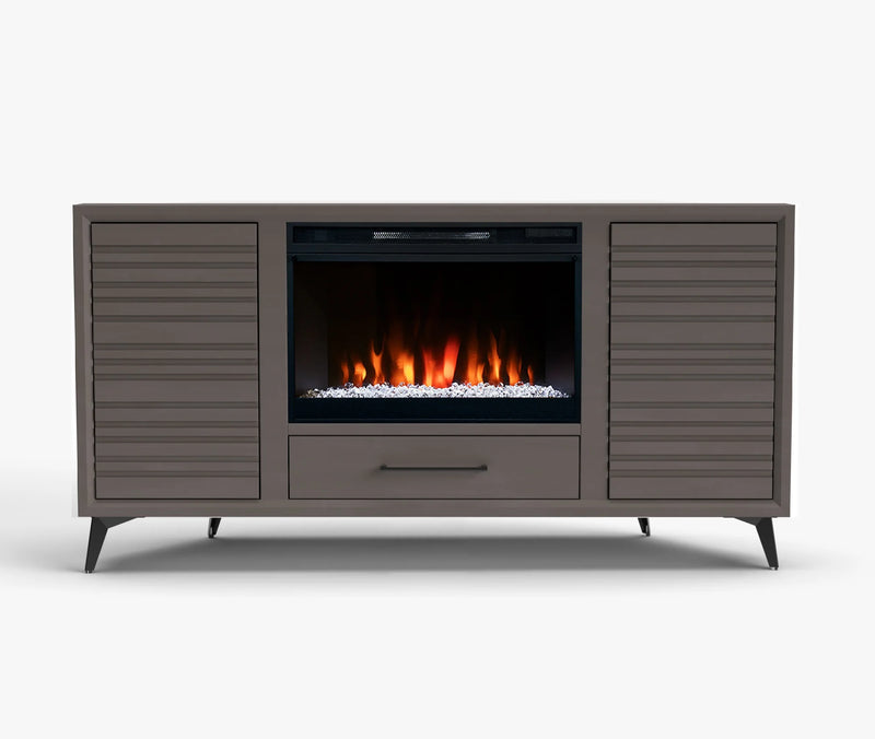 realcozy 64-inch Malibu Corner Fireplace TV Stand, Hand-Made, Multiple Color Finishes, Built-in Heater, Supports up to 75 inch TV, Real Wood, Cable Management, Customizable Flames, No Assembly Required