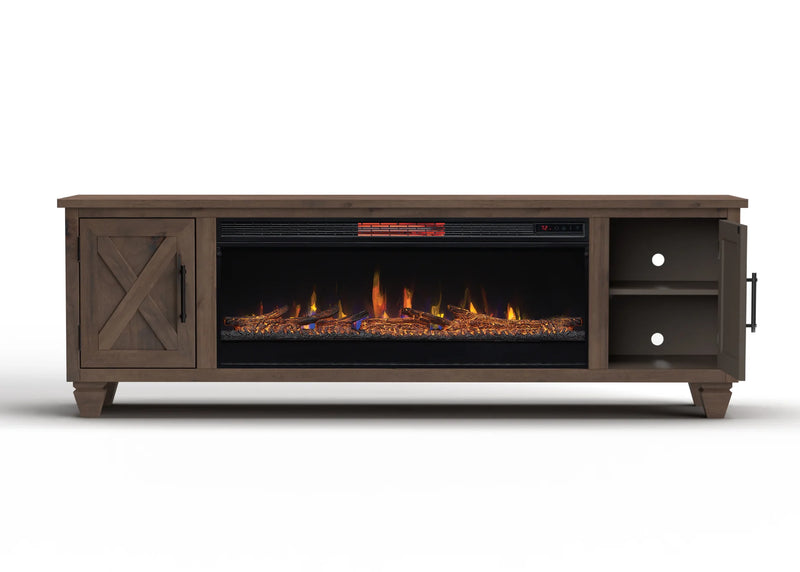 Realcozy 78-Inch Liberty Fireplace TV Stand, Handcrafted, Fits Up to 90" TV, Real Wood, Built-In Infrared Heater, Custom Flame Effects, No Assembly Required