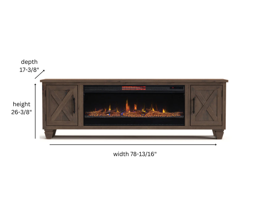 Realcozy 78-Inch Liberty Fireplace TV Stand, Handcrafted, Fits Up to 90" TV, Real Wood, Built-In Infrared Heater, Custom Flame Effects, No Assembly Required