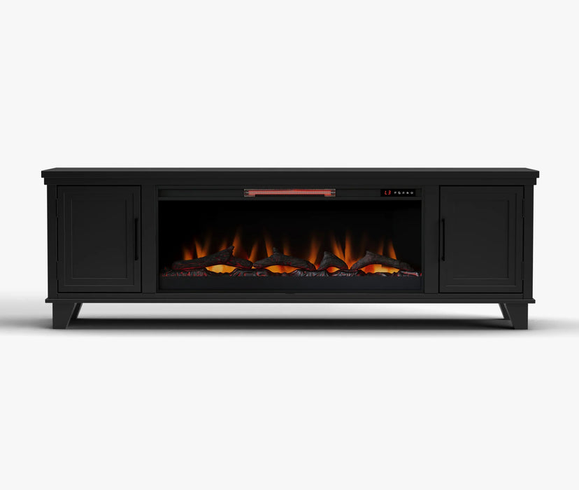 Realcozy 78-inch Sonoma Fireplace TV Stand, Handcrafted in USA, Real Wood, Fits TVs up to 90", Built-In Infrared Heater, Flame Customization, Minimal Assembly