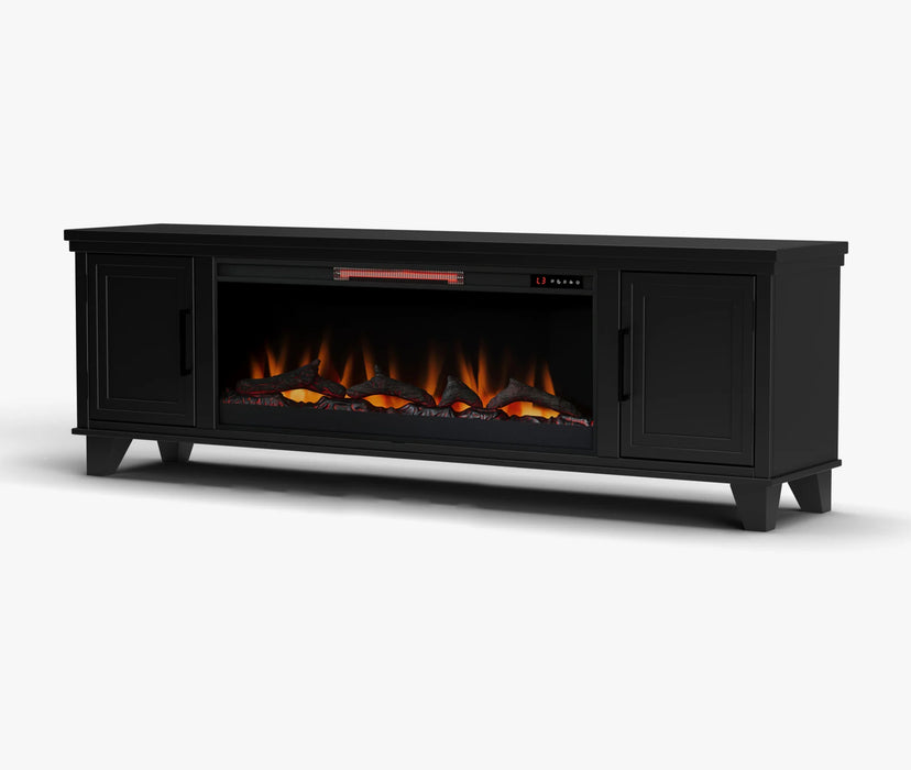 Realcozy 78-inch Sonoma Fireplace TV Stand, Handcrafted in USA, Real Wood, Fits TVs up to 90", Built-In Infrared Heater, Flame Customization, Minimal Assembly