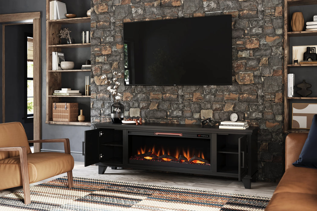 Realcozy 78-inch Sonoma Fireplace TV Stand, Handcrafted in USA, Real Wood, Fits TVs up to 90", Built-In Infrared Heater, Flame Customization, Minimal Assembly