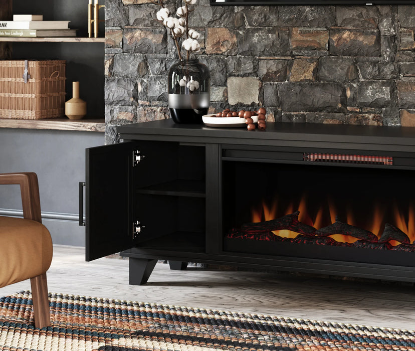 Realcozy 78-inch Sonoma Fireplace TV Stand, Handcrafted in USA, Real Wood, Fits TVs up to 90", Built-In Infrared Heater, Flame Customization, Minimal Assembly