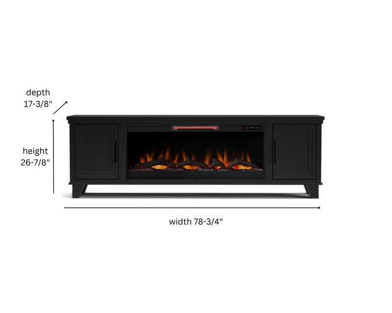 Realcozy 78-inch Sonoma Fireplace TV Stand, Handcrafted in USA, Real Wood, Fits TVs up to 90", Built-In Infrared Heater, Flame Customization, Minimal Assembly
