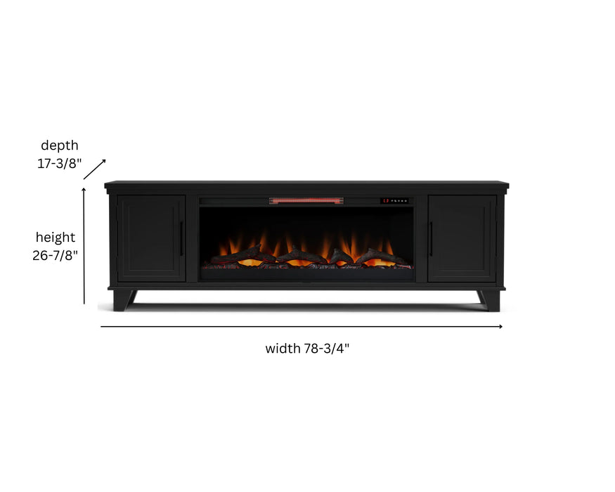 Realcozy 78-inch Sonoma Fireplace TV Stand, Handcrafted in USA, Real Wood, Fits TVs up to 90", Built-In Infrared Heater, Flame Customization, Minimal Assembly