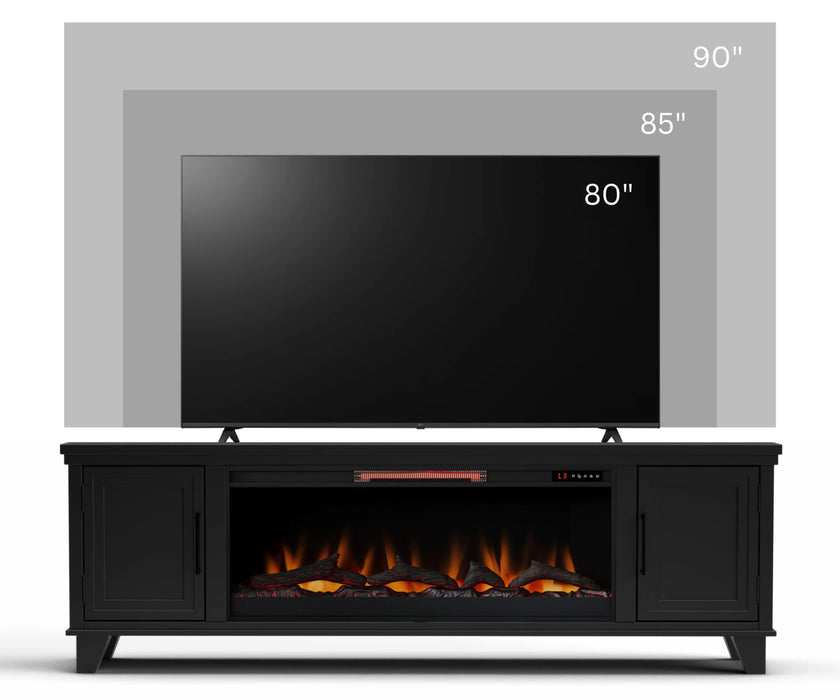 Realcozy 78-inch Sonoma Fireplace TV Stand, Handcrafted in USA, Real Wood, Fits TVs up to 90", Built-In Infrared Heater, Flame Customization, Minimal Assembly