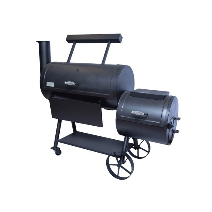 Old Country BBQ Pits Brazos Charcoal Smoker Grill Loaded w/ Counterweight, Offset Smoker, Large Cooking Area, 70" wide