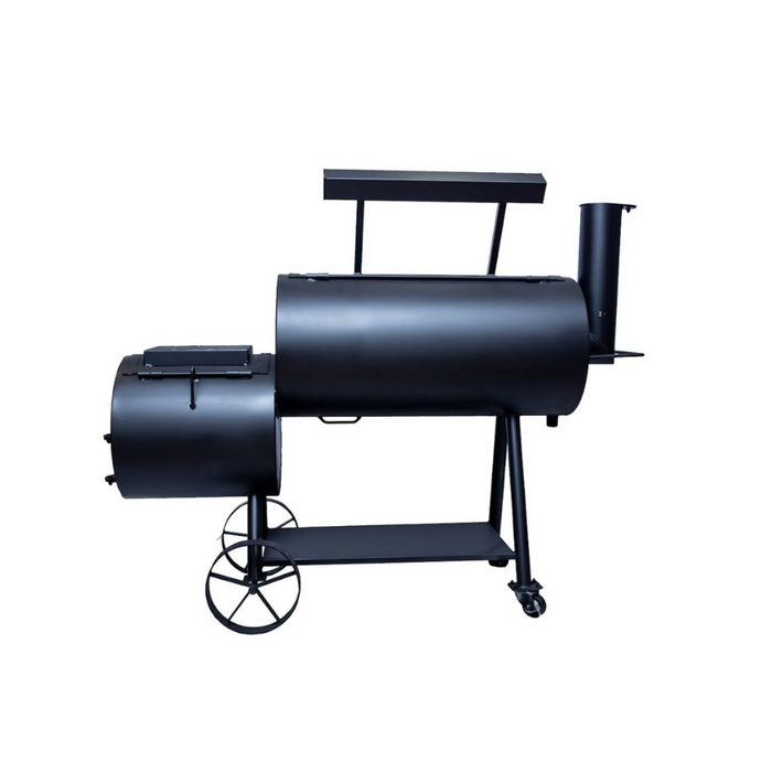 Old Country BBQ Pits Brazos Charcoal Smoker Grill Loaded w/ Counterweight, Offset Smoker, Large Cooking Area, 70" wide