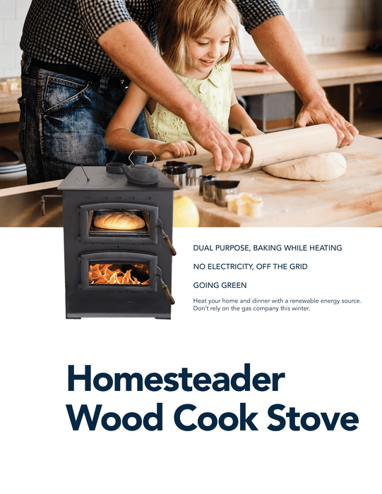 Buck Stove Homesteader Wood Burning Cook Stove,  Off-Grid Living, No Electricity Required, Warms up to 1800 sq ft, Dual Heat and Cooking Function, Ash Pan Included