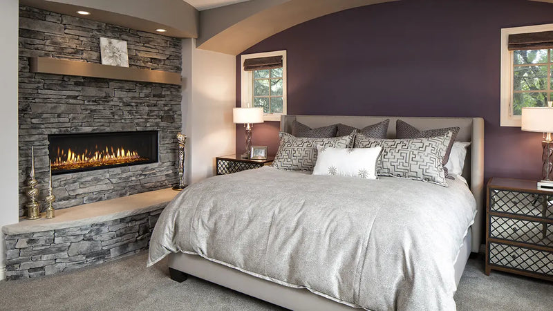 Heat & Glo Mezzo Direct Vent Linear Gas Fireplace – Custom Front Options, IntelliFire Touch, LED Glass Bed & Black Reflective Interior