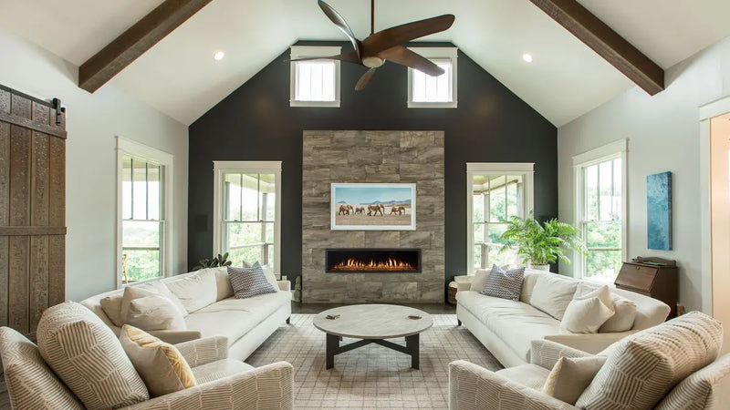 Heat & Glo Mezzo Direct Vent Linear Gas Fireplace – Custom Front Options, IntelliFire Touch, LED Glass Bed & Black Reflective Interior