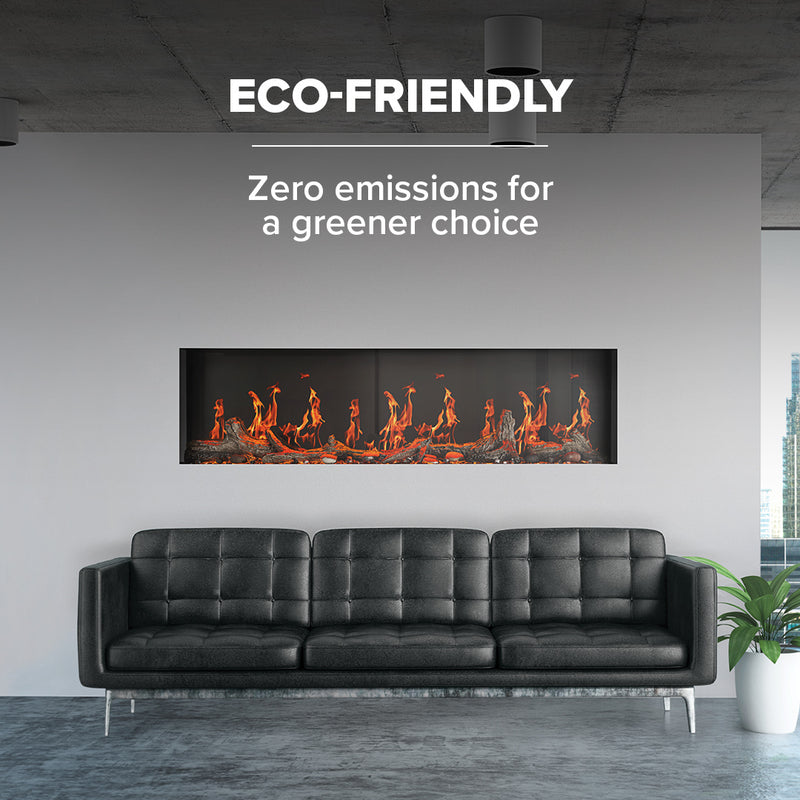 Napoleon Luminex 65-inch Built-In LCD Electric Fireplace, Multi-Sided Install, Realistic Gas/Wood Flames, Crackling Sound, 10,000 BTU Heat, App & Voice Control, Tinted Glass, Remote Included, Beach Fire Logs & Woodland Media Kit Included