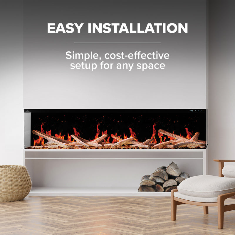 Napoleon Luminex 65-inch Built-In LCD Electric Fireplace, Multi-Sided Install, Realistic Gas/Wood Flames, Crackling Sound, 10,000 BTU Heat, App & Voice Control, Tinted Glass, Remote Included, Beach Fire Logs & Woodland Media Kit Included