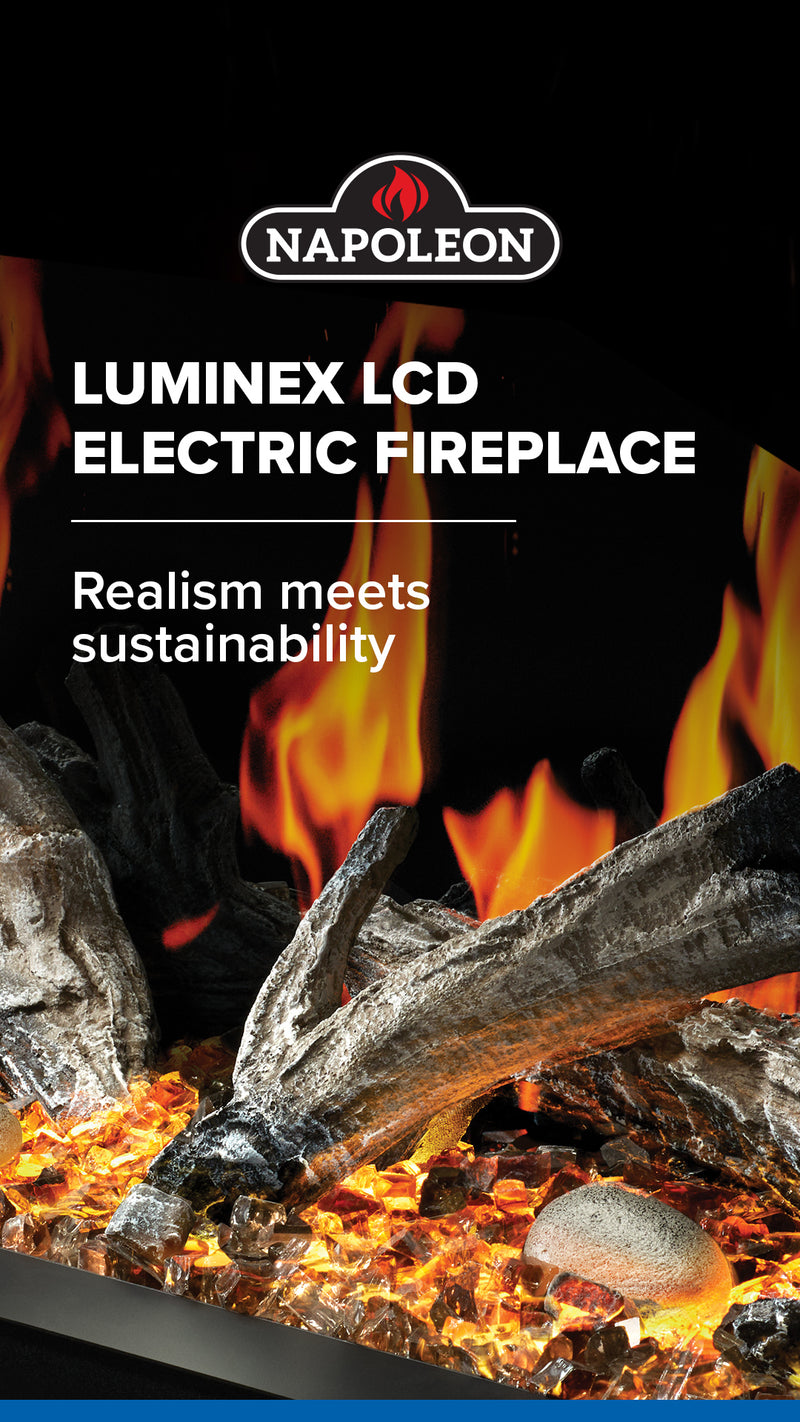 Napoleon Luminex 65-inch Built-In LCD Electric Fireplace, Multi-Sided Install, Realistic Gas/Wood Flames, Crackling Sound, 10,000 BTU Heat, App & Voice Control, Tinted Glass, Remote Included, Beach Fire Logs & Woodland Media Kit Included