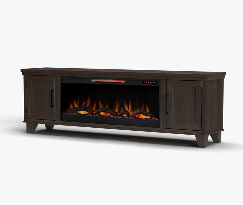 Realcozy 78-inch Sonoma Fireplace TV Stand, Handcrafted in USA, Real Wood, Fits TVs up to 90", Built-In Infrared Heater, Flame Customization, Minimal Assembly