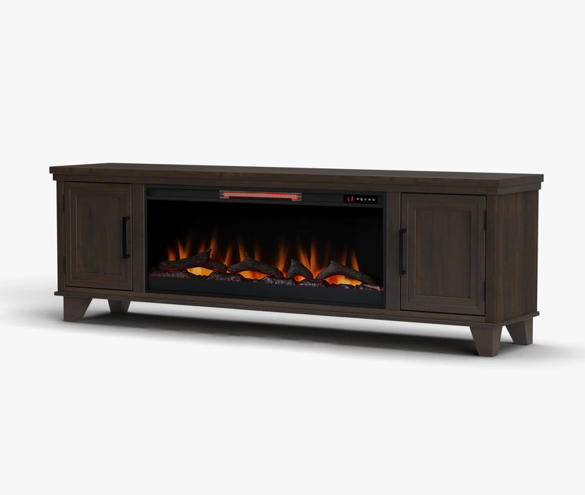 Realcozy 78-inch Sonoma Fireplace TV Stand, Handcrafted in USA, Real Wood, Fits TVs up to 90", Built-In Infrared Heater, Flame Customization, Minimal Assembly