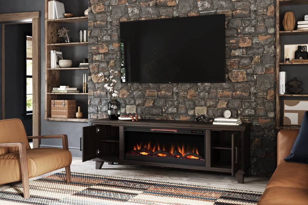 Realcozy 78-inch Sonoma Fireplace TV Stand, Handcrafted in USA, Real Wood, Fits TVs up to 90", Built-In Infrared Heater, Flame Customization, Minimal Assembly