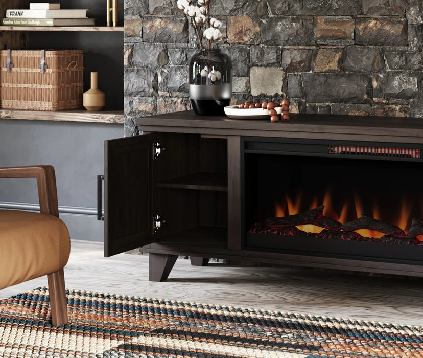 Realcozy 78-inch Sonoma Fireplace TV Stand, Handcrafted in USA, Real Wood, Fits TVs up to 90", Built-In Infrared Heater, Flame Customization, Minimal Assembly