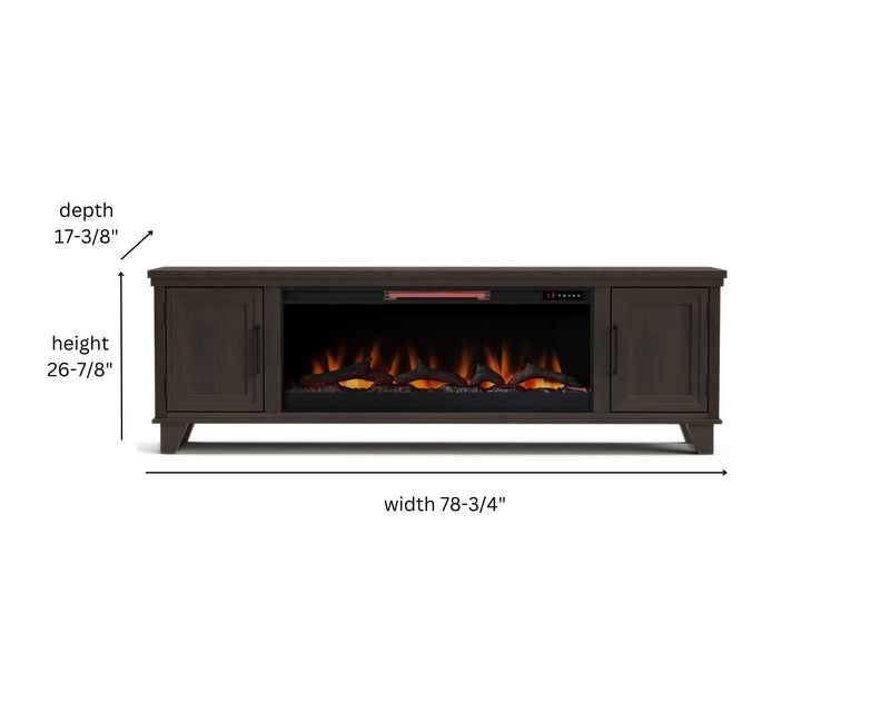 Realcozy 78-inch Sonoma Fireplace TV Stand, Handcrafted in USA, Real Wood, Fits TVs up to 90", Built-In Infrared Heater, Flame Customization, Minimal Assembly