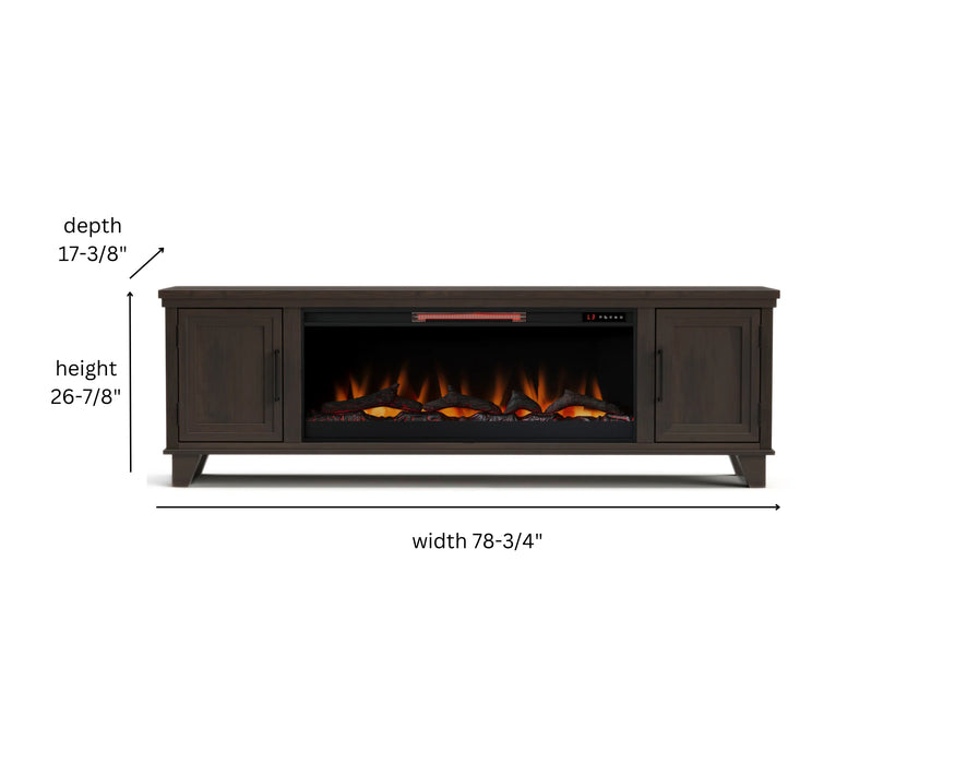 Realcozy 78-inch Sonoma Fireplace TV Stand, Handcrafted in USA, Real Wood, Fits TVs up to 90", Built-In Infrared Heater, Flame Customization, Minimal Assembly