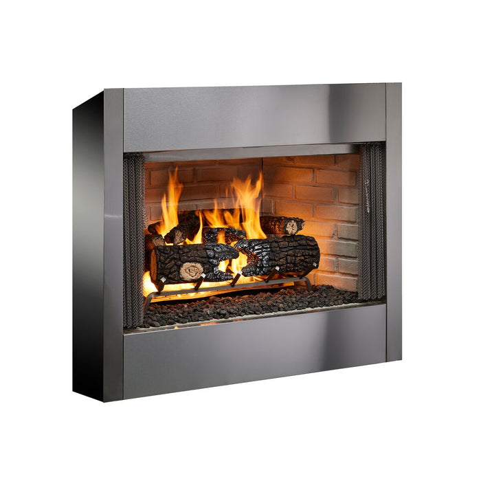 Majestic Villawood 36-inch Outdoor Wood Fireplace Insert, Stainless Steel, Durable, Traditional Elegance with Modern Features, Enhanced Outdoor Ambiance