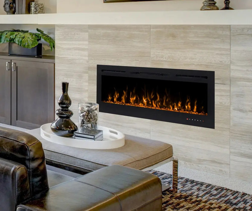 Modern Flames Challenger Flush Mount Electric Fireplace, Available in 50" 60", 10 Flame Colors, 5,000 BTU Heater, Wall-Mount or Recessed Installation