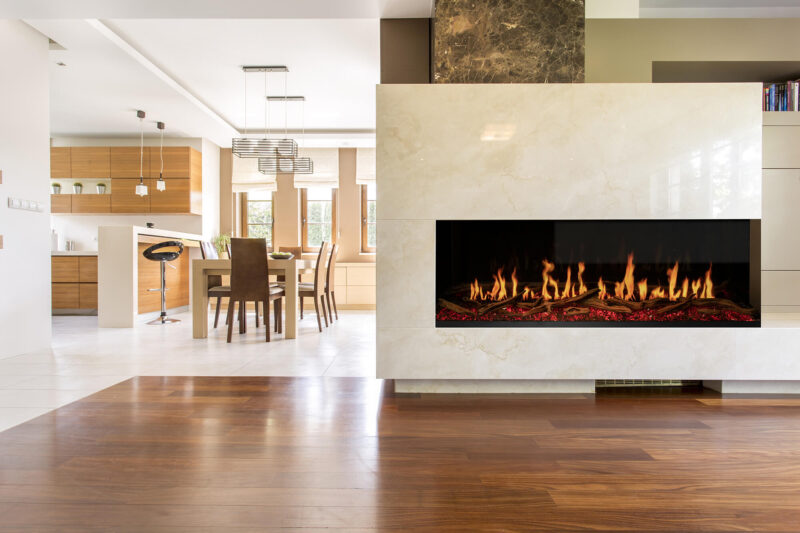 Modern Flames Orion Multi-Sided Linear Electric Fireplace, 52 60" 76" 100" 120", HELIOVISION™ Flame, Wi-Fi Control