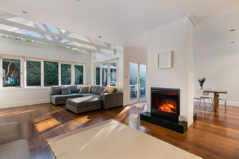 Empire 39-inch Electric Fireplace Nexfire, Traditional Design, Glowing Logs, Brick Liner, Mesh Pull Screen EF39