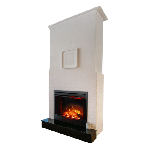 Empire 39-inch Electric Fireplace Nexfire, Traditional Design, Glowing Logs, Brick Liner, Mesh Pull Screen EF39