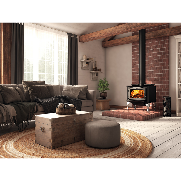 Osburn 1700 Small Wood Burning Stove, 65,000 BTU, Heats 500-1800 sq ft, 1.26 g/h Emissions, Eco-Friendly