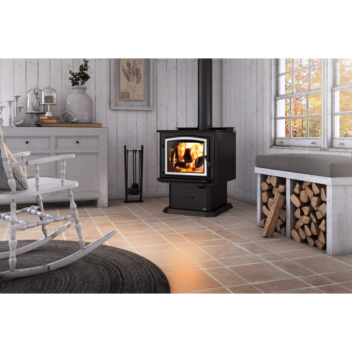 Osburn 3300 Large Wood Burning Stove, 90,000 BTU, Heats 2300 sq ft, 0.95 g/h Emissions, EPA 2020 Certified