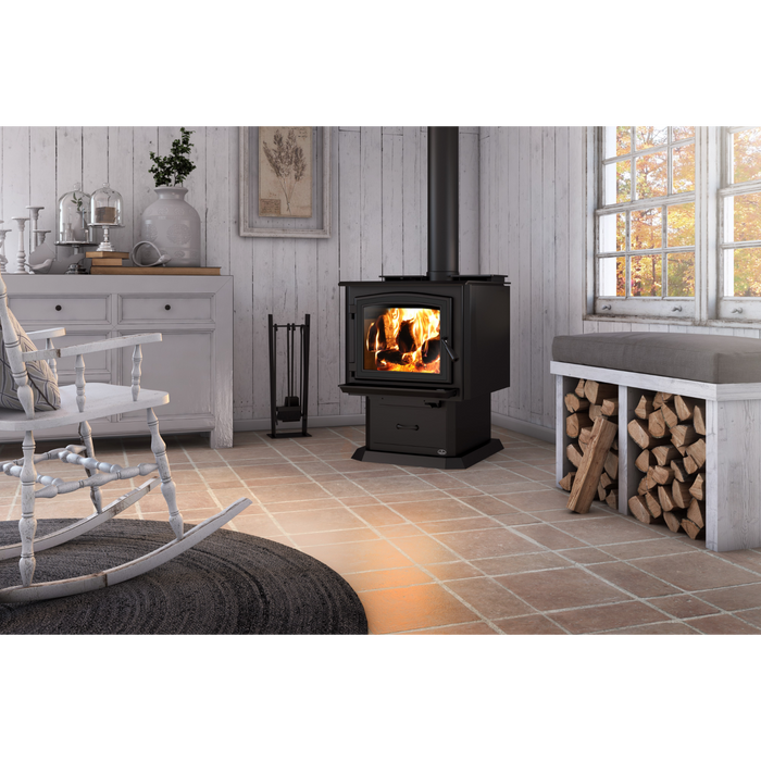 Osburn 3300 Large Wood Burning Stove, 90,000 BTU, Heats 2300 sq ft, 0.95 g/h Emissions, EPA 2020 Certified