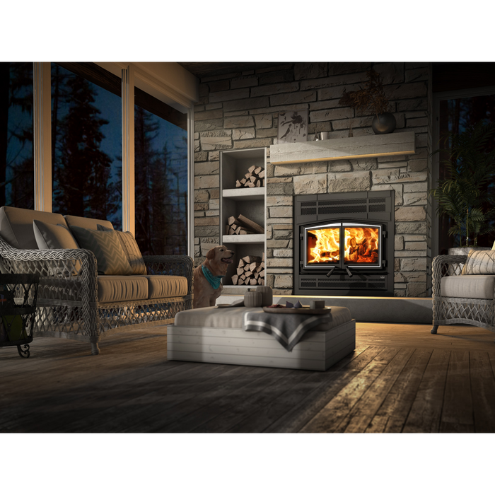 Osburn Stratford II Wood Burning Fireplace Insert - 80K BTU, Heats 750-2,200 Sq Ft, Eco-Friendly, Large Firebox