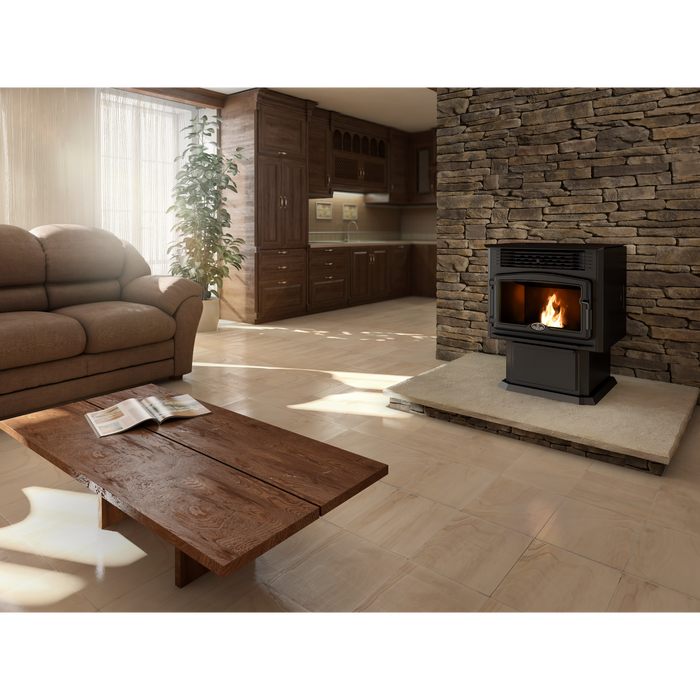 Osburn 2500 Pellet Stove, Eco-Friendly, 0.96 g/h Emissions, 500-2000 sq ft Heating, Canadian Steel