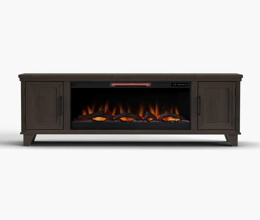 Realcozy 78-inch Sonoma Fireplace TV Stand, Handcrafted in USA, Real Wood, Fits TVs up to 90", Built-In Infrared Heater, Flame Customization, Minimal Assembly
