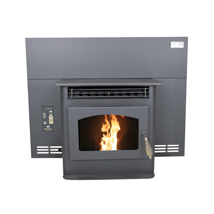 Breckwell Maverick Small Pellet Stove Insert SP22i, 40,000 BTU, 45 lb Hopper, Heats 400-1500 sq ft, Digital Control, Automatic Ignition, Surround Required - Black