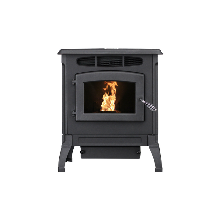 Breckwell SPC4000 Cast Iron Pellet Stove, 42,000 BTU, 45 lb Hopper, Heats up to 2,000 sq ft, Radiant & Forced Air Heat, Digital Control - Black