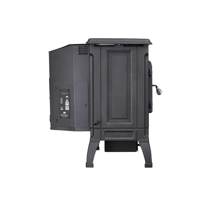 Breckwell SPC4000 Cast Iron Pellet Stove, 42,000 BTU, 45 lb Hopper, Heats up to 2,000 sq ft, Radiant & Forced Air Heat, Digital Control - Black