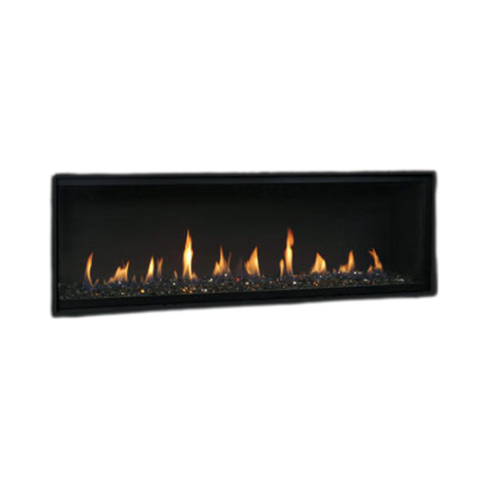 Superior 60 inch Linear Direct Vent Gas Fireplace DRL6060, Natural Gas, Frameless Design, Expansive Viewing Area, Adjustable Flame Modulation, Ceramic Glass, Remote Control Operation, Safety Shut-Off, and Reliable Year-Round Performance