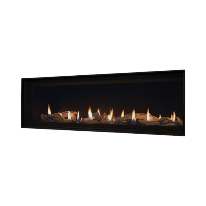 Superior 60 inch Linear Direct Vent Gas Fireplace DRL6060, Natural Gas, Frameless Design, Expansive Viewing Area, Adjustable Flame Modulation, Ceramic Glass, Remote Control Operation, Safety Shut-Off, and Reliable Year-Round Performance