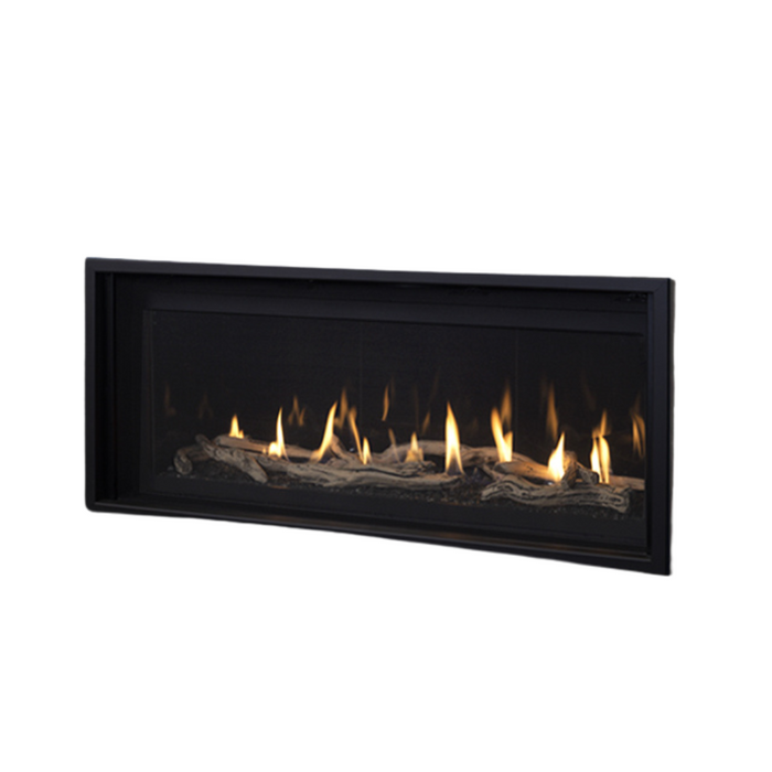 Superior 60 inch Linear Direct Vent Gas Fireplace DRL6060, Natural Gas, Frameless Design, Expansive Viewing Area, Adjustable Flame Modulation, Ceramic Glass, Remote Control Operation, Safety Shut-Off, and Reliable Year-Round Performance