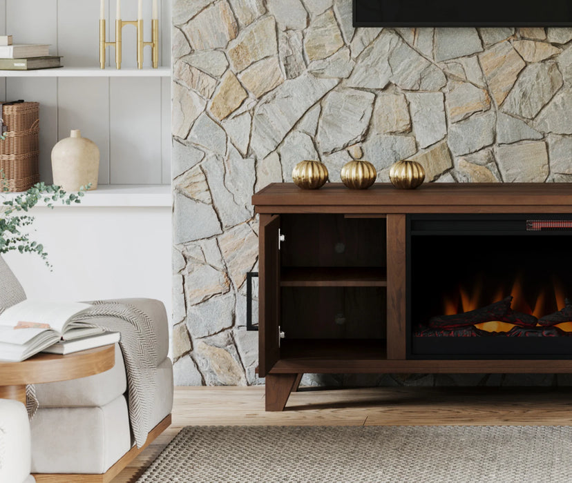 Realcozy 78-inch Sonoma Fireplace TV Stand, Handcrafted in USA, Real Wood, Fits TVs up to 90", Built-In Infrared Heater, Flame Customization, Minimal Assembly