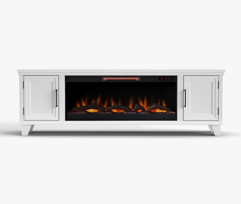 Realcozy 78-inch Sonoma Fireplace TV Stand, Handcrafted in USA, Real Wood, Fits TVs up to 90", Built-In Infrared Heater, Flame Customization, Minimal Assembly