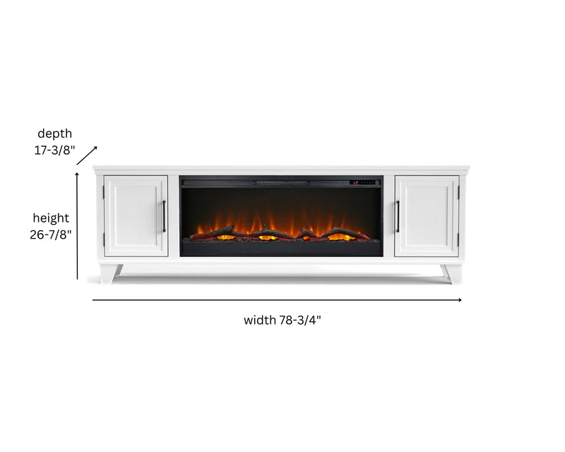Realcozy 78-inch Sonoma Fireplace TV Stand, Handcrafted in USA, Real Wood, Fits TVs up to 90", Built-In Infrared Heater, Flame Customization, Minimal Assembly
