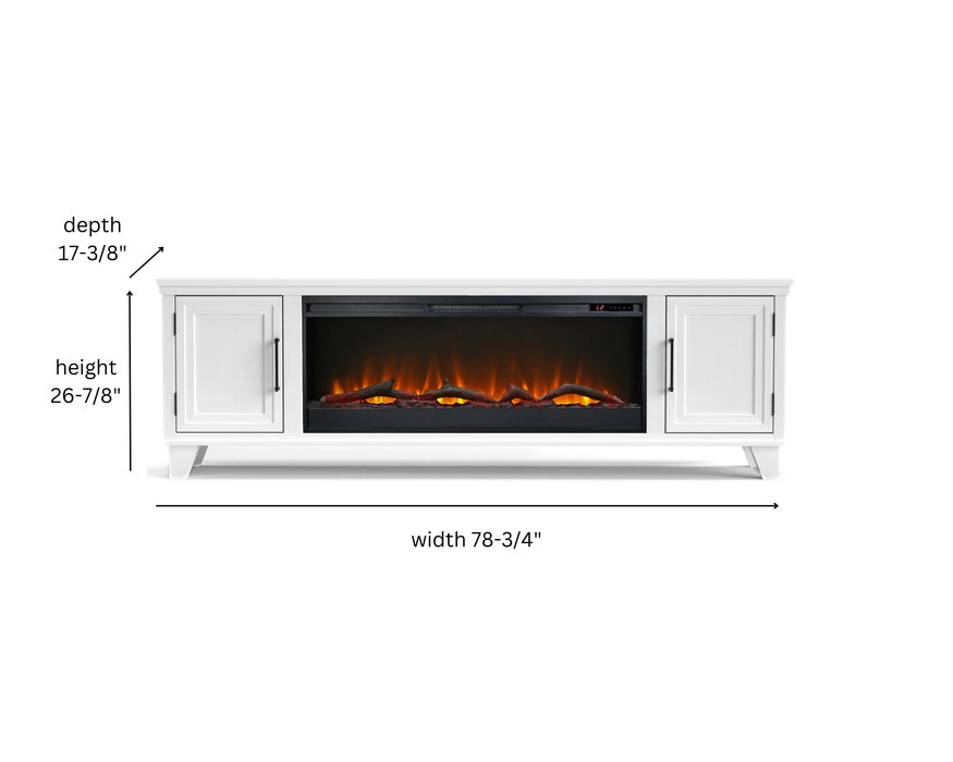 Realcozy 78-inch Sonoma Fireplace TV Stand, Handcrafted in USA, Real Wood, Fits TVs up to 90", Built-In Infrared Heater, Flame Customization, Minimal Assembly