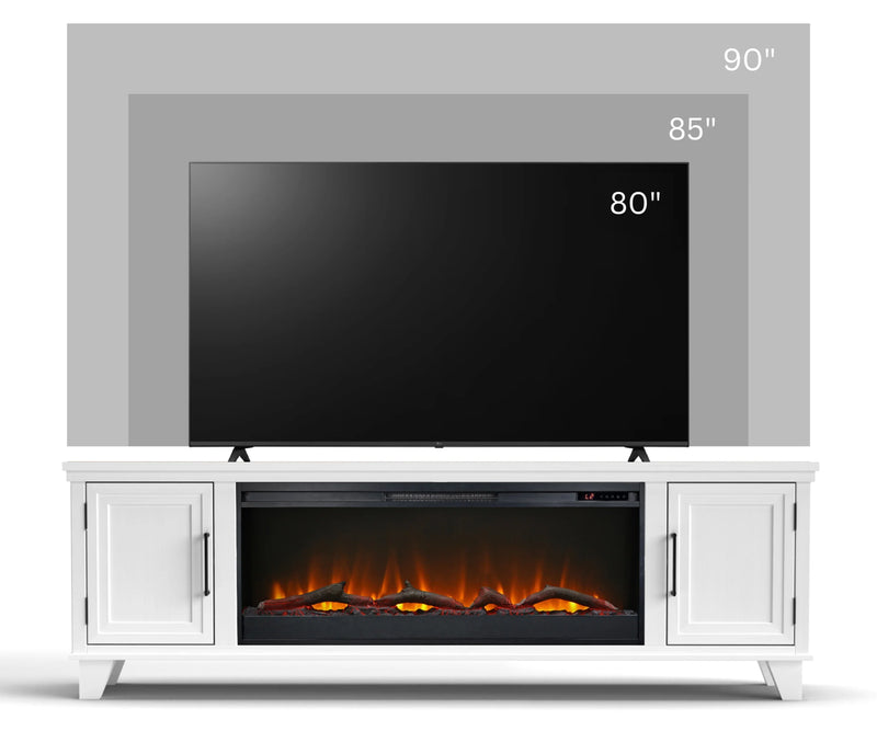 Realcozy 78-inch Sonoma Fireplace TV Stand, Handcrafted in USA, Real Wood, Fits TVs up to 90", Built-In Infrared Heater, Flame Customization, Minimal Assembly